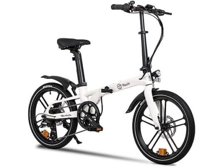 Bicicleta Eléctrica Plegable YOUIN Marbella BK1350, Motor 250W, Cambio Shimano Altus 7V, 40 km de Autonomía, Crema