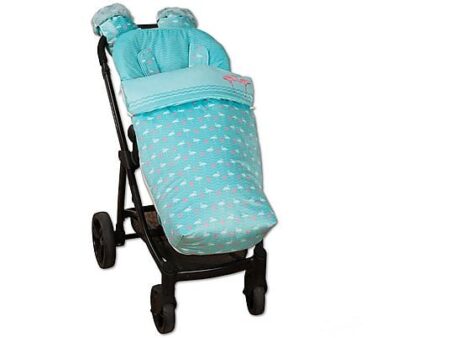 Saco Portabebé Flamenco BABYLINE Azul, Con Capota y Cubre Arnés, Tejido Polar Hidrófugo y Microfibra Transpirable