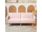 Sofá Cama HOMCOM 839-214V00PK Rosa, Convertible en Cama, Respaldo Ajustable en 3 Posiciones, 2 Plazas, Estilo Minimalista