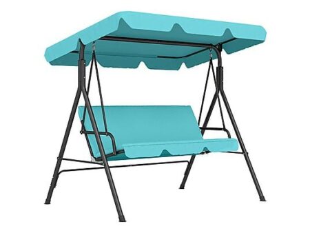 Columpio de Jardín Outsunny 3 Plazas, Acero, Textileno, Toldo Ajustable, Verde Azulado, 240 kg Capacidad - 172x110x153 cm