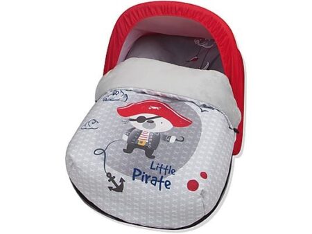Saco Portabebé Little Pirate BABYLINE Universal, Gris, con Cubre Arnés y Capota, Microfibra Transpirable