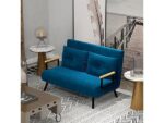 Sofá Cama 2 Plazas HOMCOM Azul Marino, Terciopelo, Reclinable
