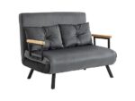 Sofá Cama HOMCOM Gris Oscuro, Respaldo 5 Posiciones y Cojines Extra