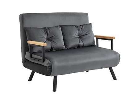 Sofá Cama HOMCOM Gris Oscuro, Respaldo 5 Posiciones y Cojines Extra