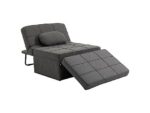 Sofá Cama 4 en 1 HOMCOM Gris, Ajustable 5 Posiciones, Almohada Incluida