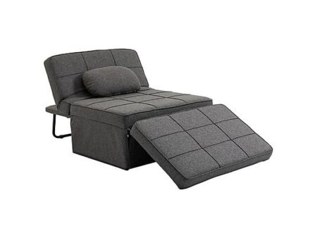Sofá Cama 4 en 1 HOMCOM Gris, Ajustable 5 Posiciones, Almohada Incluida