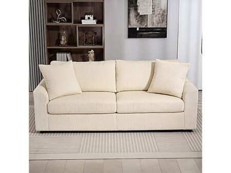 Sofá 3 Plazas HOMCOM Crema, Pana Suave, Muelles, Acero, 450 kg